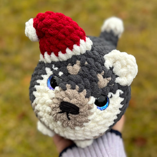 Santa Husky Doggie Crochet Plushie | Hand Painted Eyes