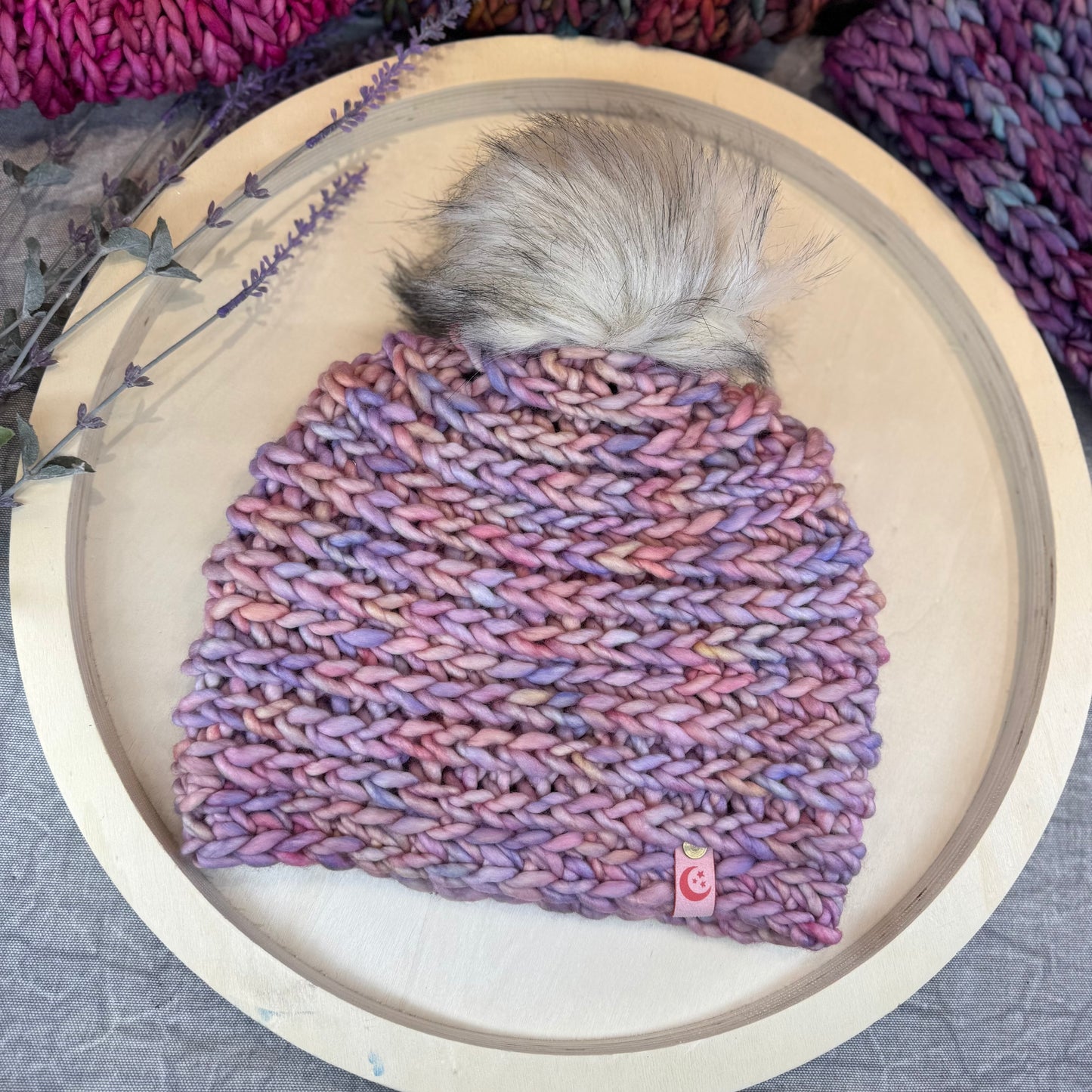 Handmade Winter Beanie | Merino Wool Yarn in the Color Rosalinda | Daybreak Design
