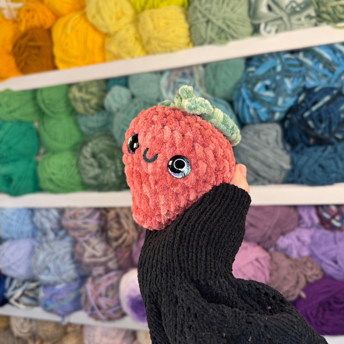 Strawberry Crochet Plushie | Hand Painted Eyes