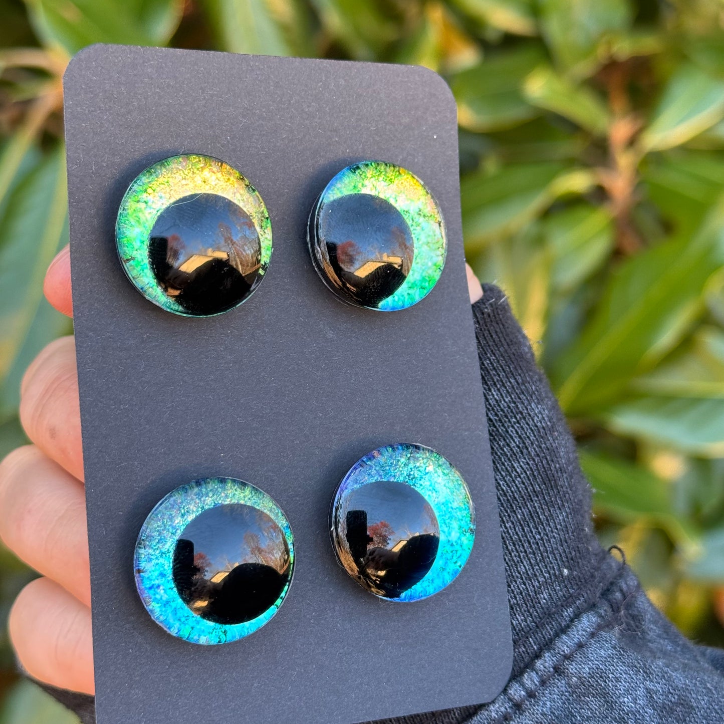 25 mm Hand Painted Kawaii Eyes | Riptide + Emerald | Set #1