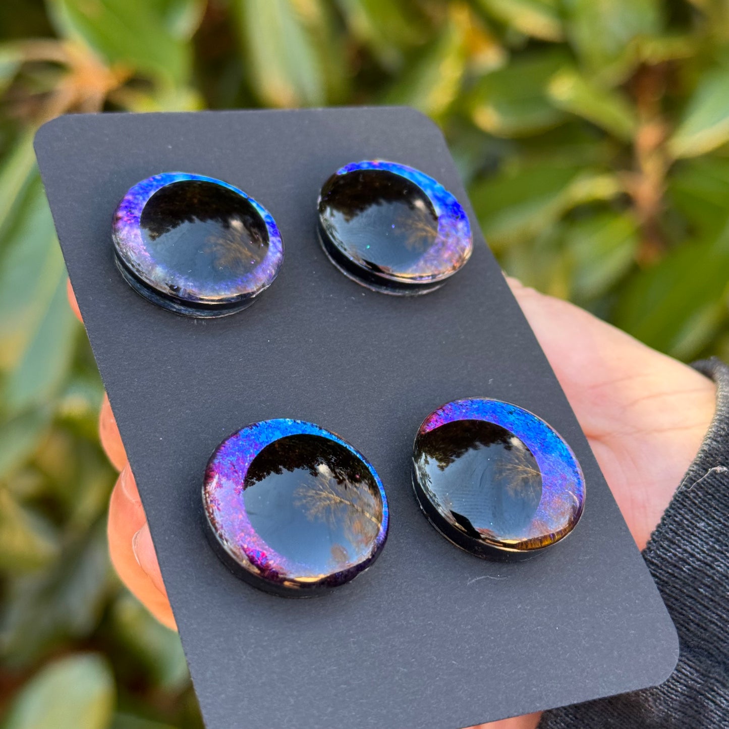 25 mm Hand Painted Kawaii Eyes | Lapis + Midnight | Set #13