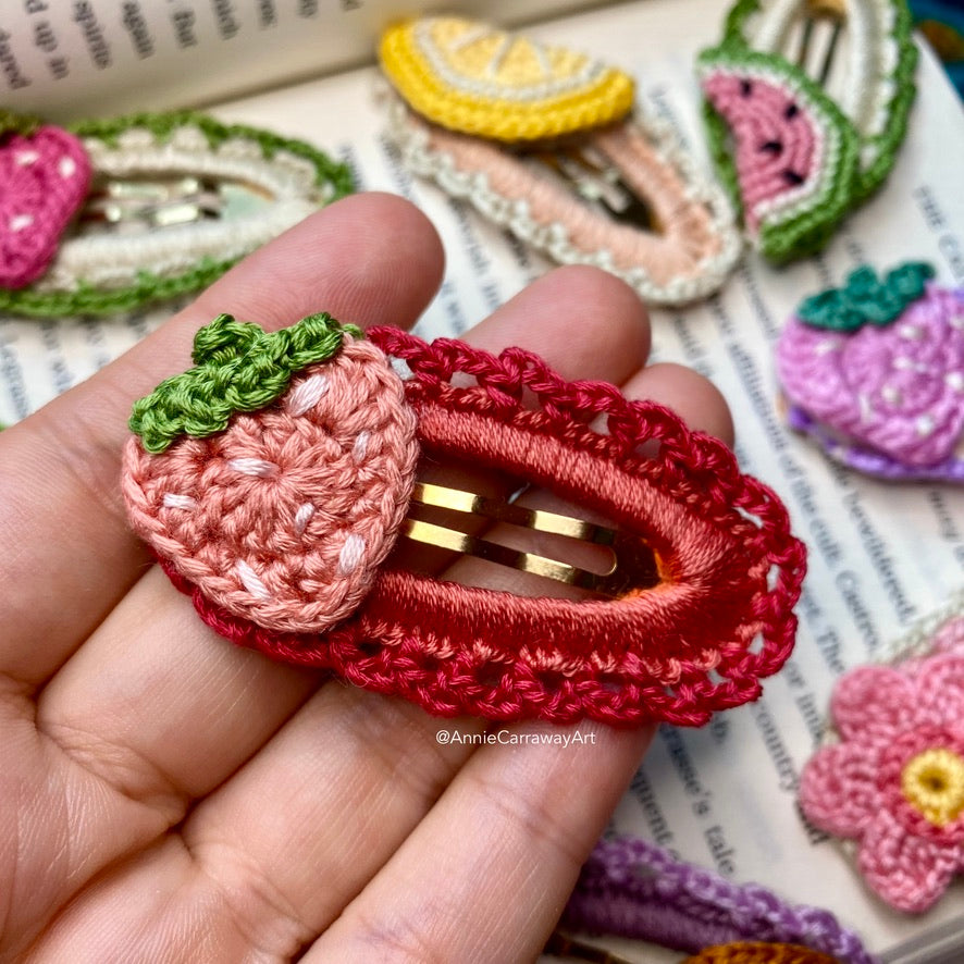 Strawberry Crochet Hair Clip | Red