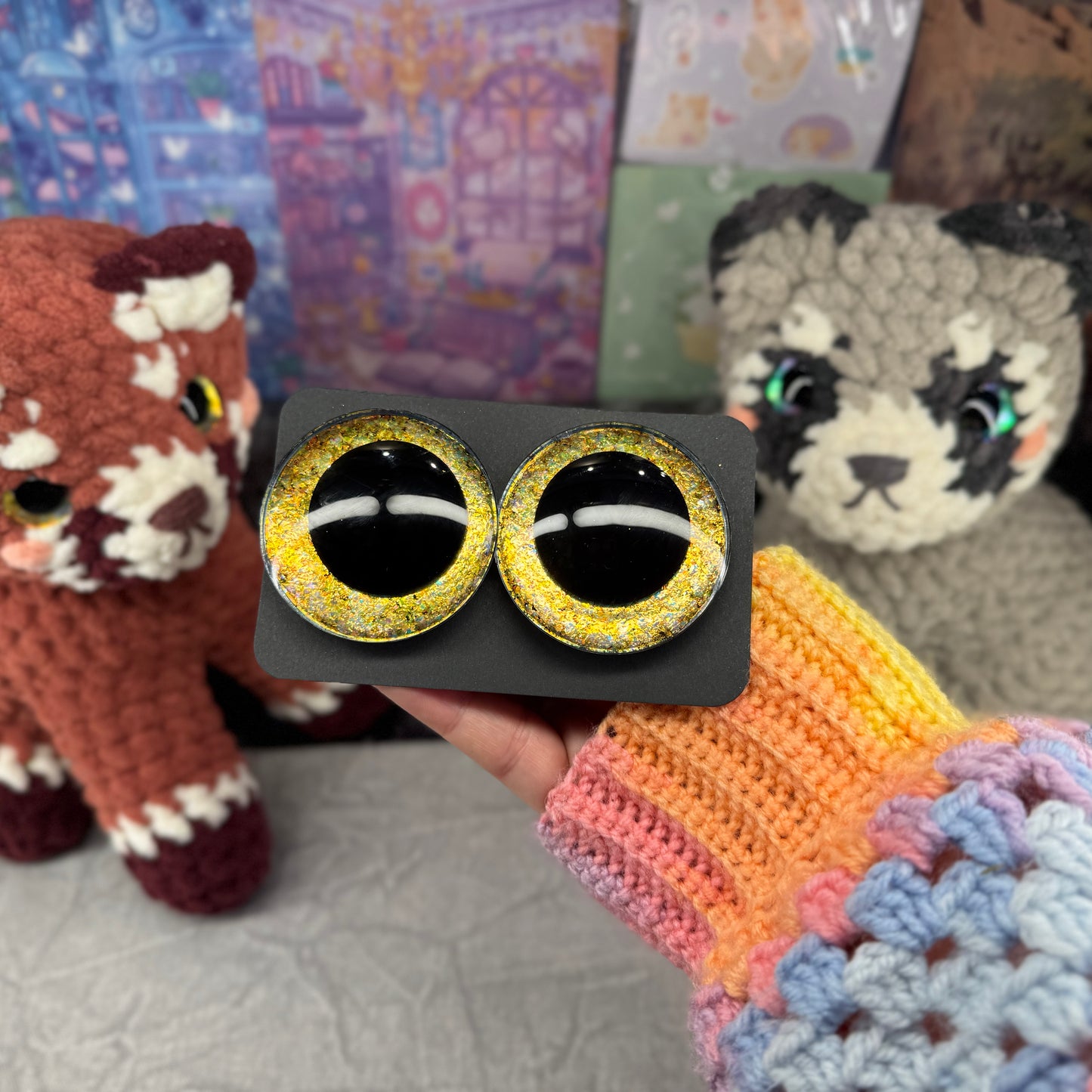 Hand Painted Kawaii Eyes | 50mm | Canary