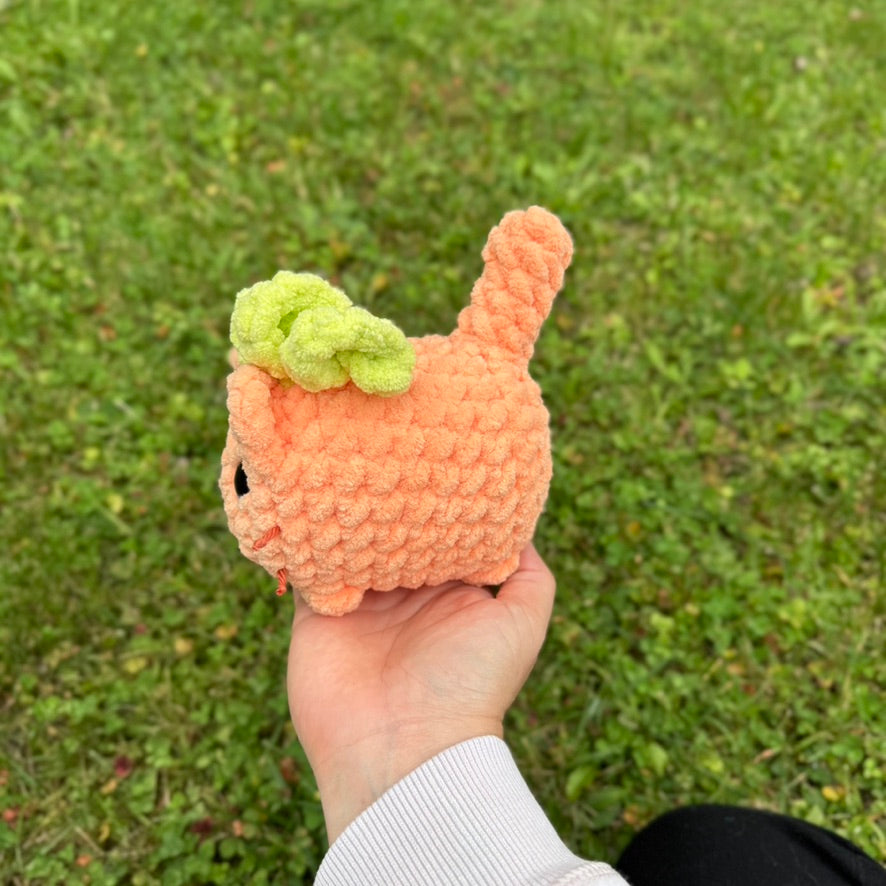 Pumpkin Mini Kittens Crochet Plushie | Hand Painted Eyes