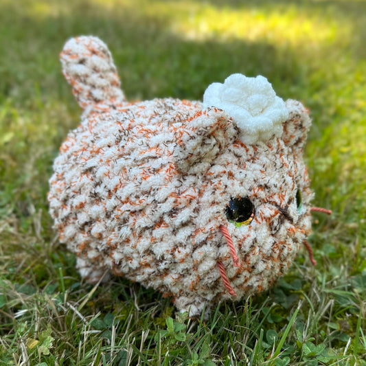Pumpkin Spice Kitten Crochet Plushie | Hand Painted Eyes