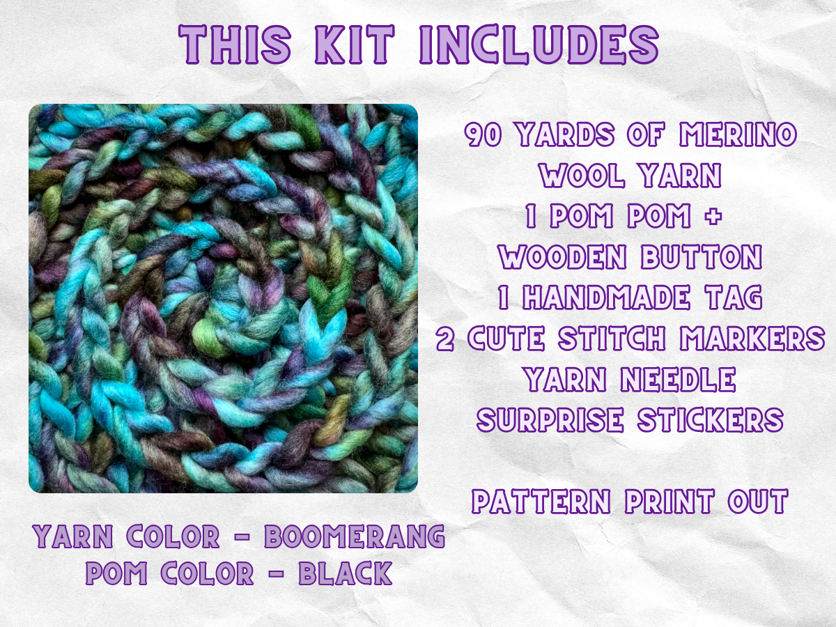 Starlight Beanie Crochet Kit | Hand Dyed Merino Wool | Boomerang