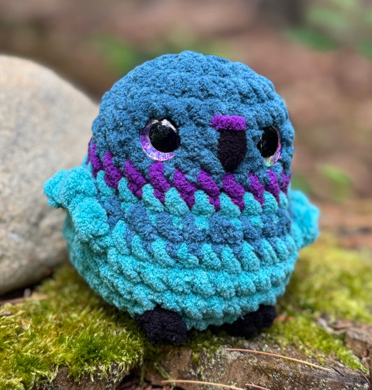 Peacock Crochet Plushie | Hand Painted Eyes