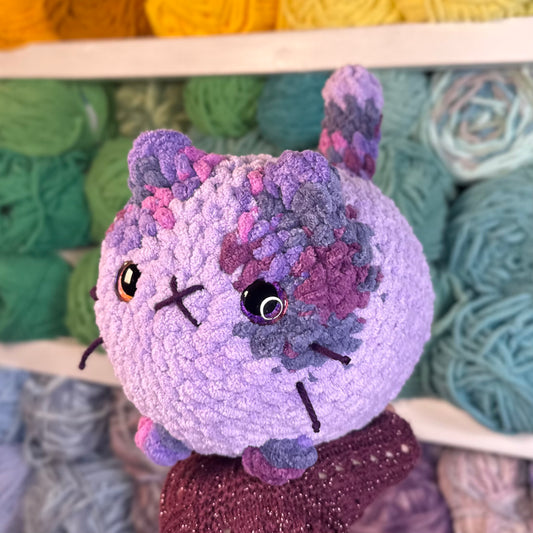 Purple Sunset Cat Crochet Plushie | Hand Painted Eyes