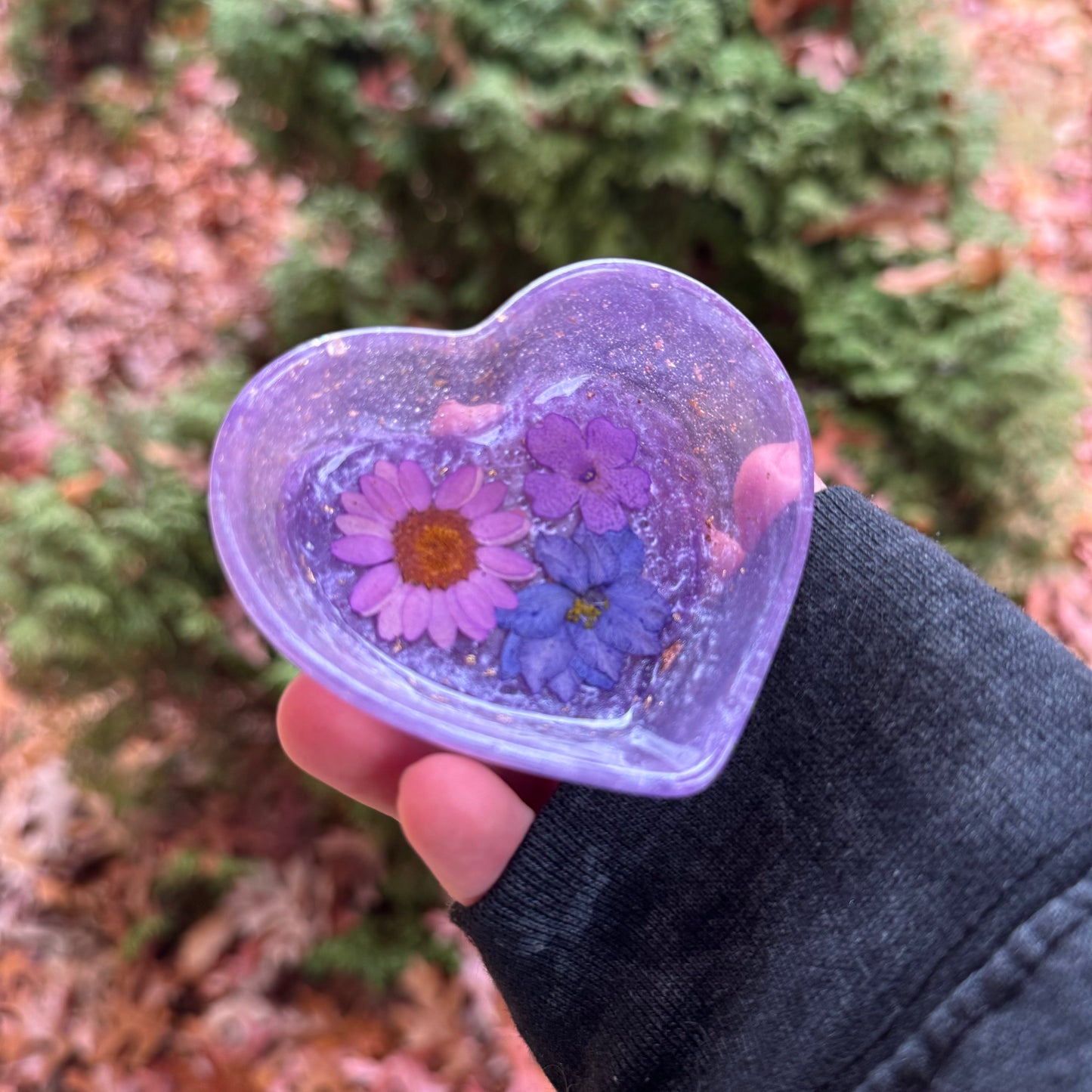 Lilac Flowers Heart Trinket Dish