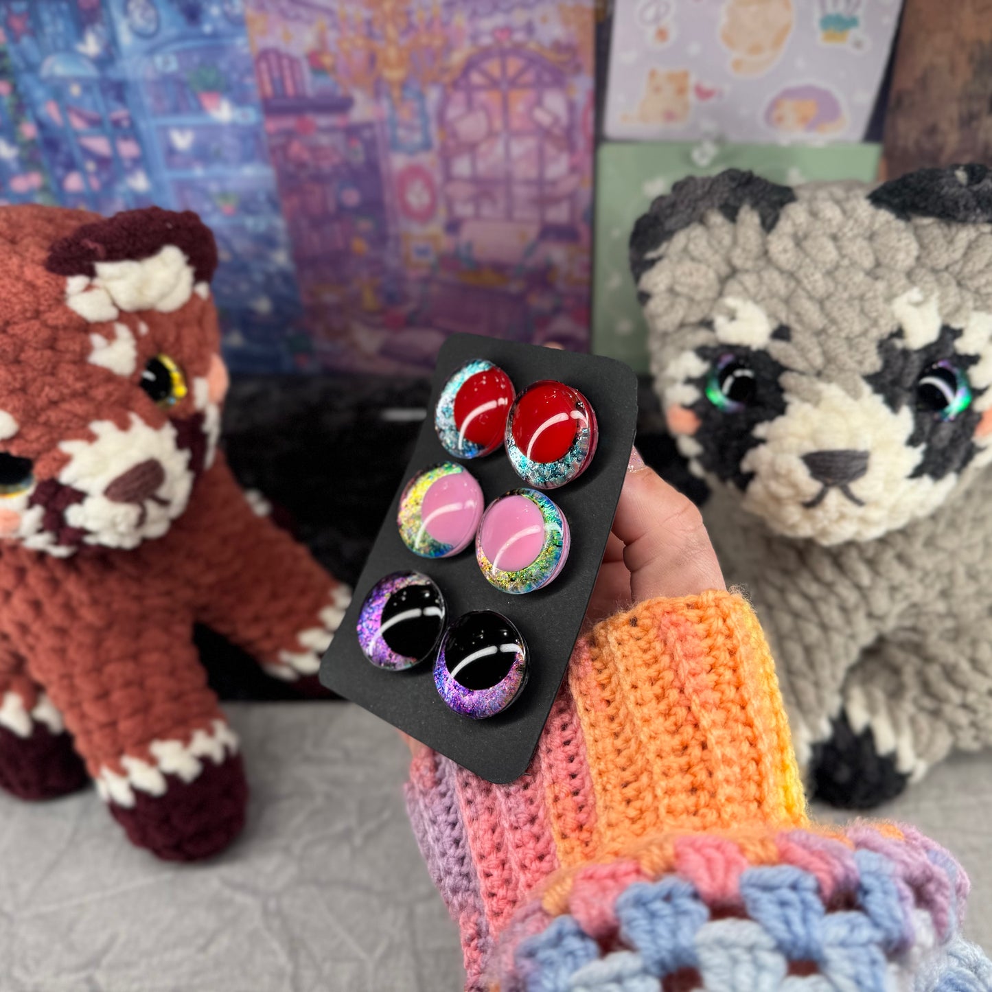 Hand Painted Kawaii Eyes | 25mm | Set 9