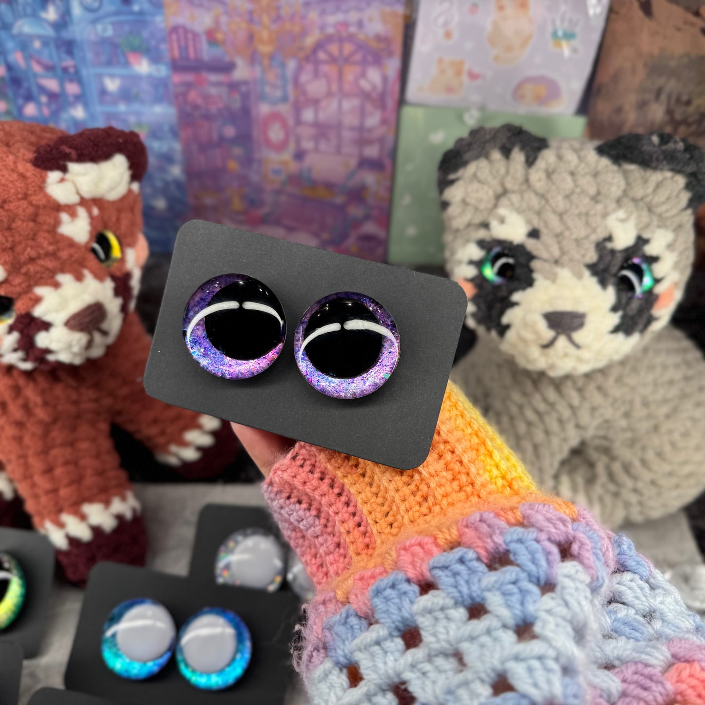 Hand Painted Kawaii Eyes | 35mm | Amethyst