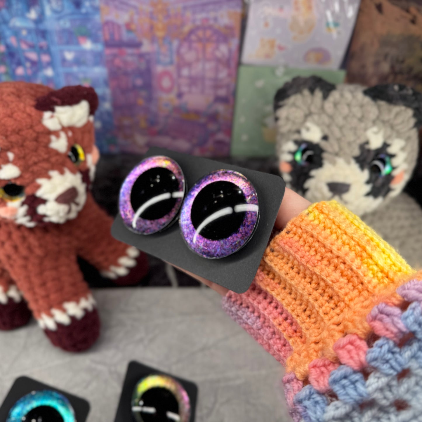 Hand Painted Kawaii Eyes | 50mm | Amethyst