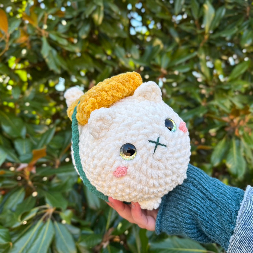 Eggy Cat Crochet Plushie | Hand Painted Eyes