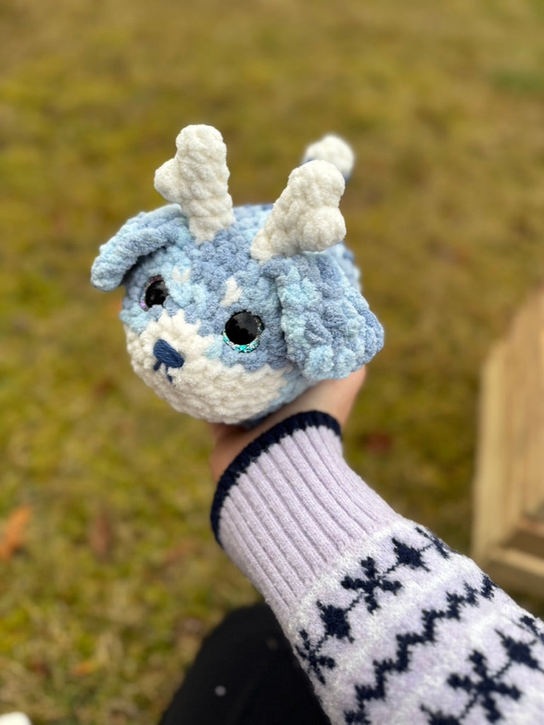 Winter Reindeer Beagle Crochet Plushie | Hand Painted Eyes