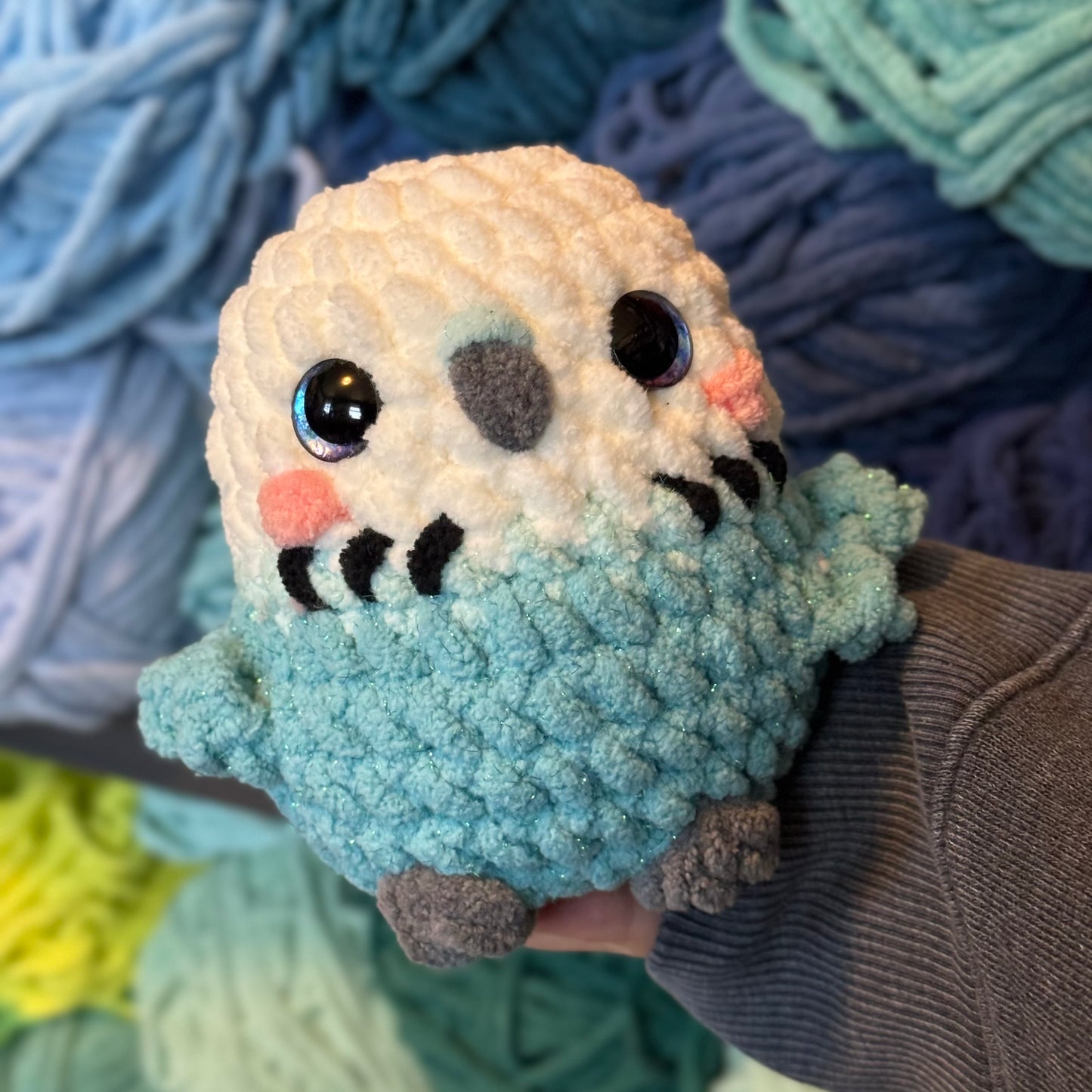 Budgie Crochet Plushie | Hand Painted Eyes