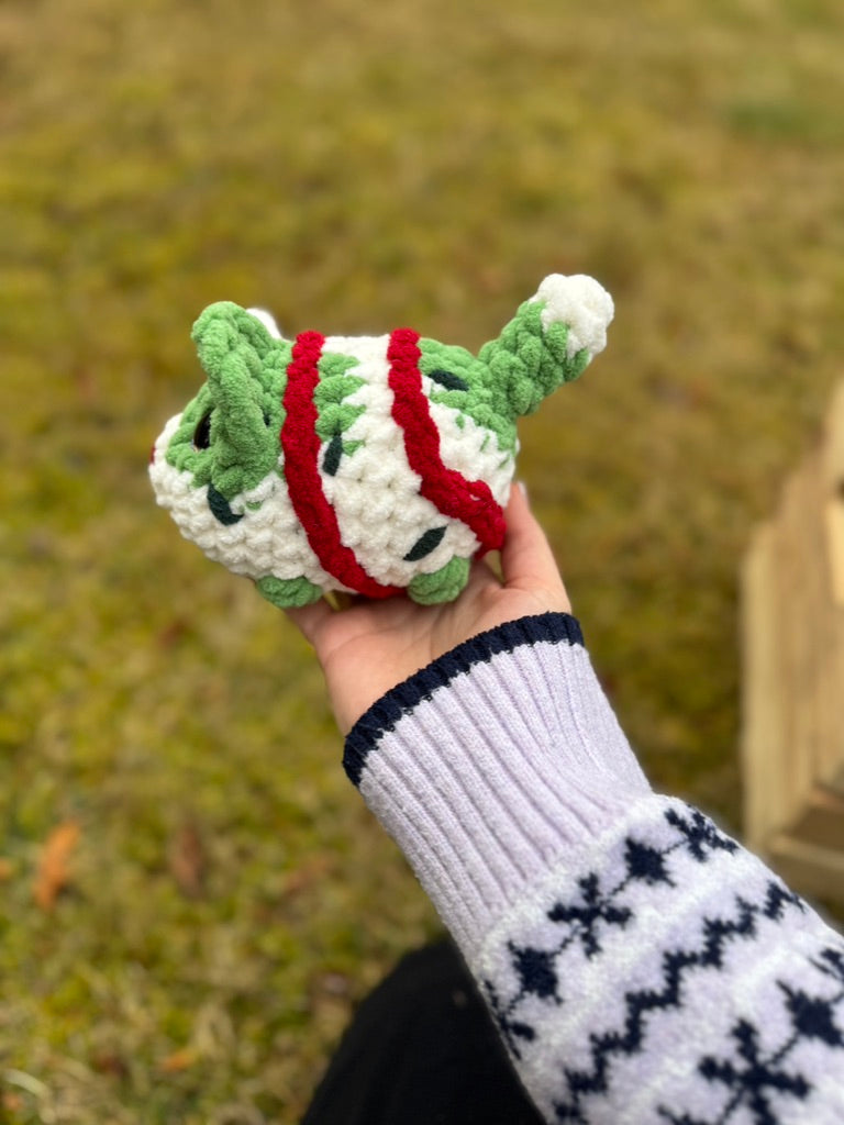 Christmas Tree Cake Terrier Crochet Plushie | Hand Painted Eyes