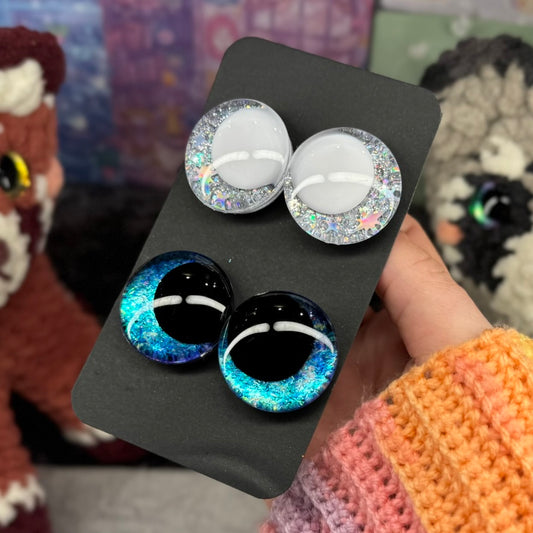 Hand Painted Kawaii Eyes | 30mm | Riptide and Moonbeam with White Pupil