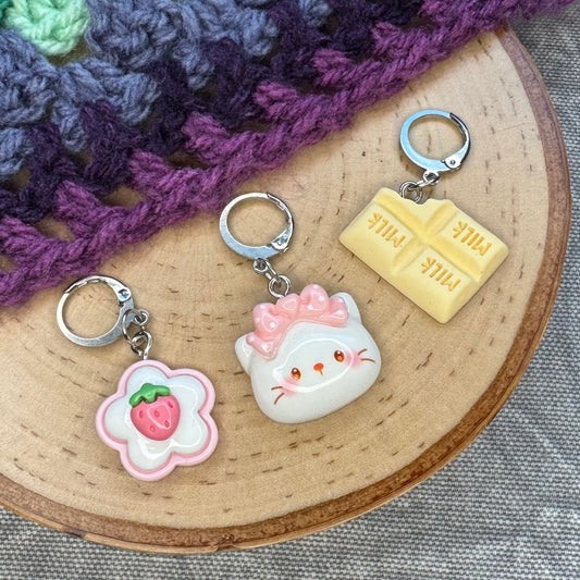 White Chocolate Kitty Stitch Markers | 3 pack