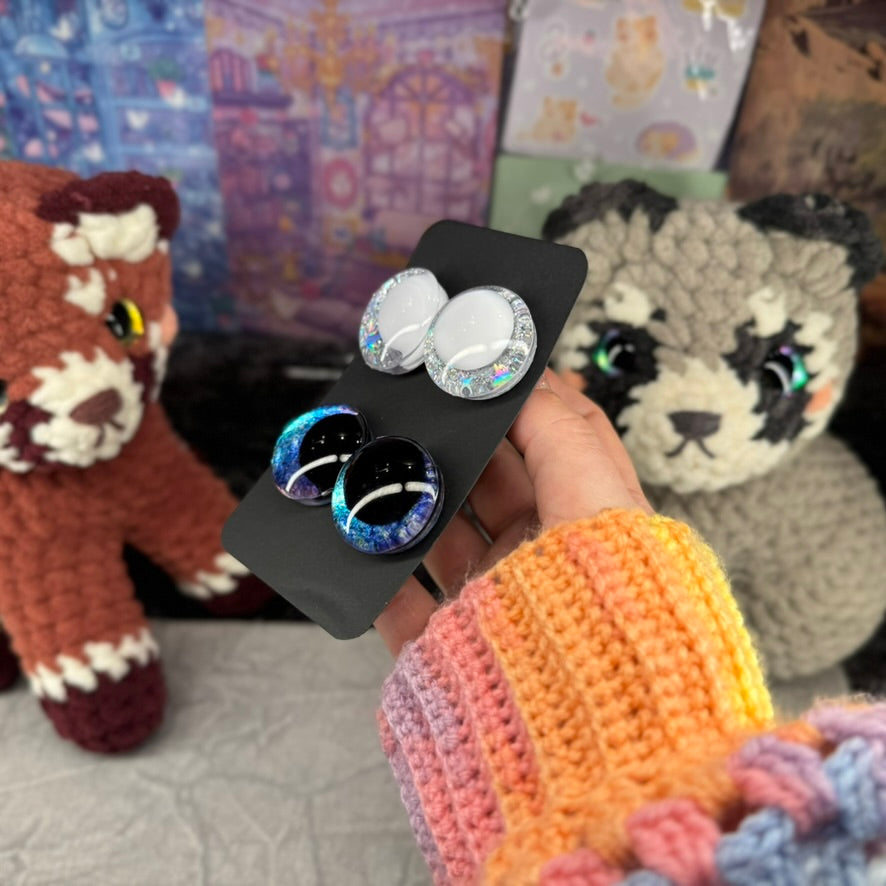 Hand Painted Kawaii Eyes | 30mm | Riptide and Moonbeam with White Pupil