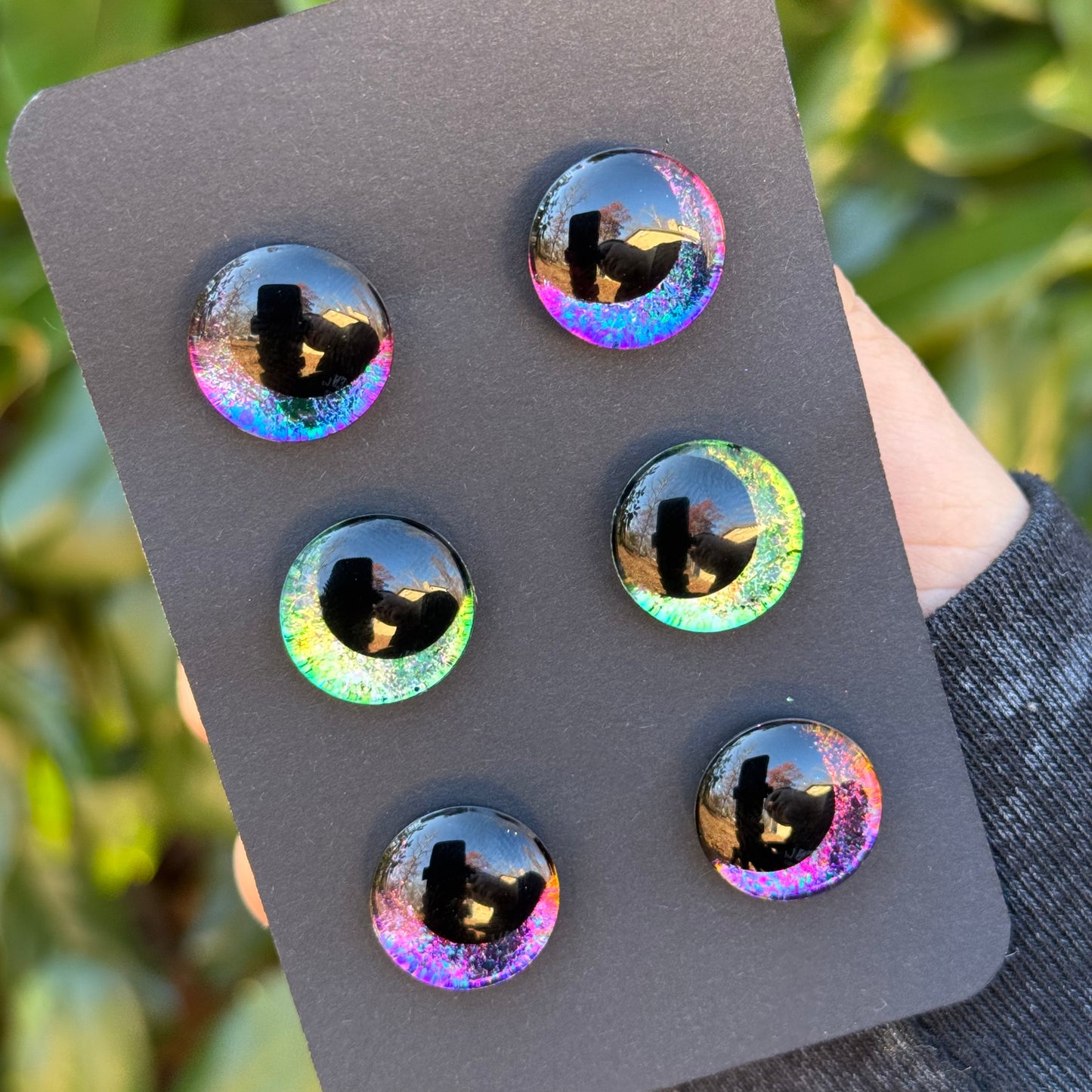 18 mm Hand Painted Kawaii Eyes | Night Court + Emerald + Iris | Set #32