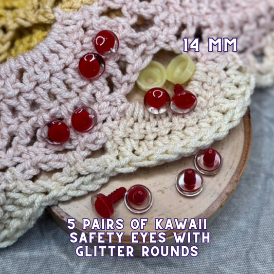 14 mm Kawaii Safety Eyes | 5 Red Pairs