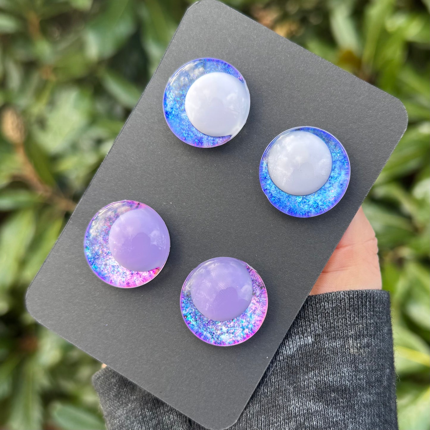 25 mm Hand Painted Kawaii Eyes | Lapis + Amethyst | Set #90