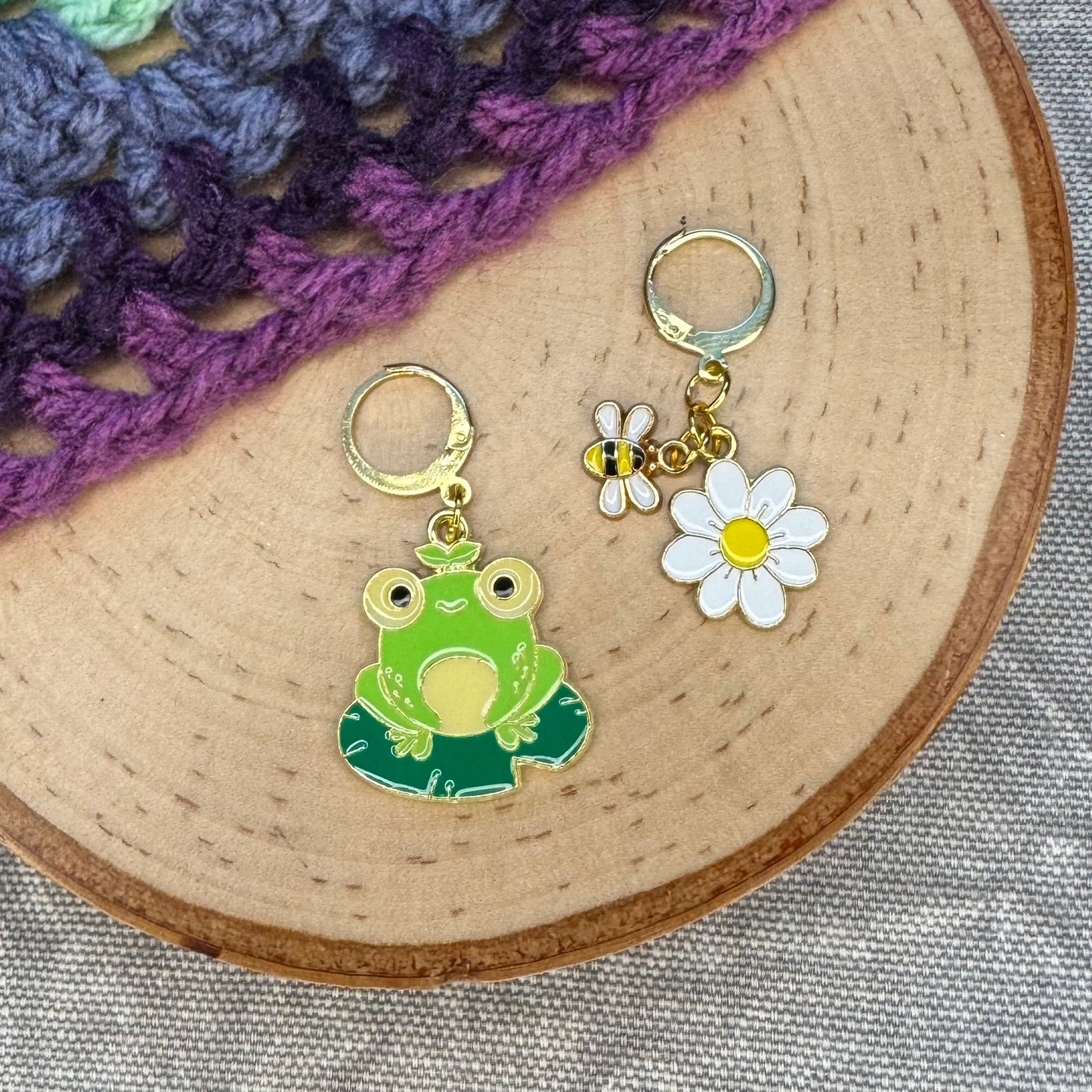 Froggy Blossom Stitch Markers | 2 pack