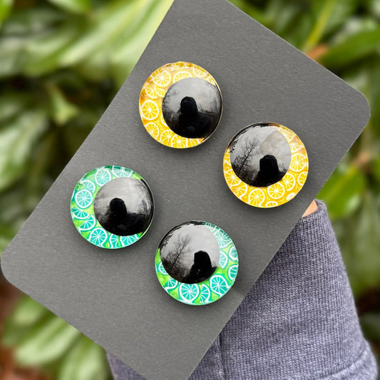 25 mm Hand Painted Kawaii Eyes | Lemon + Lime | Set #22