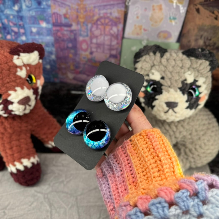 Hand Painted Kawaii Eyes | 30mm | Riptide and Moonbeam with White Pupil
