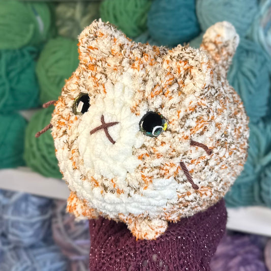 Harvest Tuxedo Cat Crochet Plushie | Hand Painted Eyes