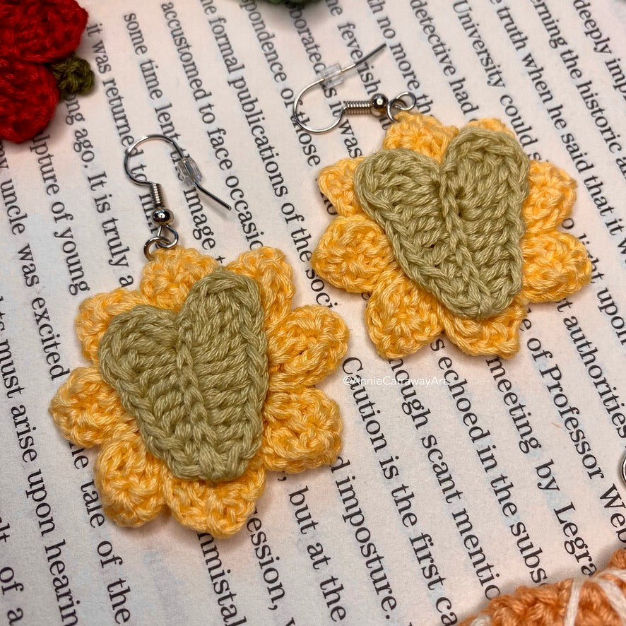 Yellow Sunflower Crochet Earrings