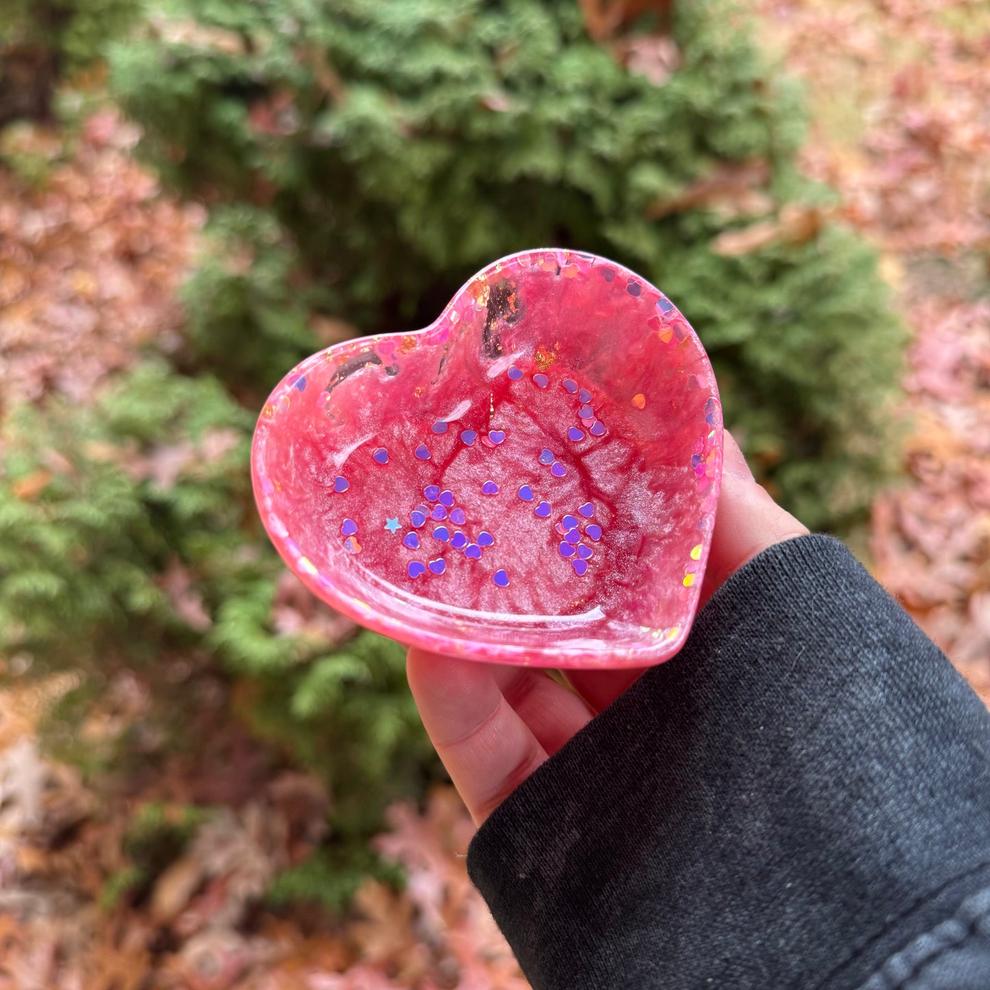 Sparkle Pink Heart Trinket Dish