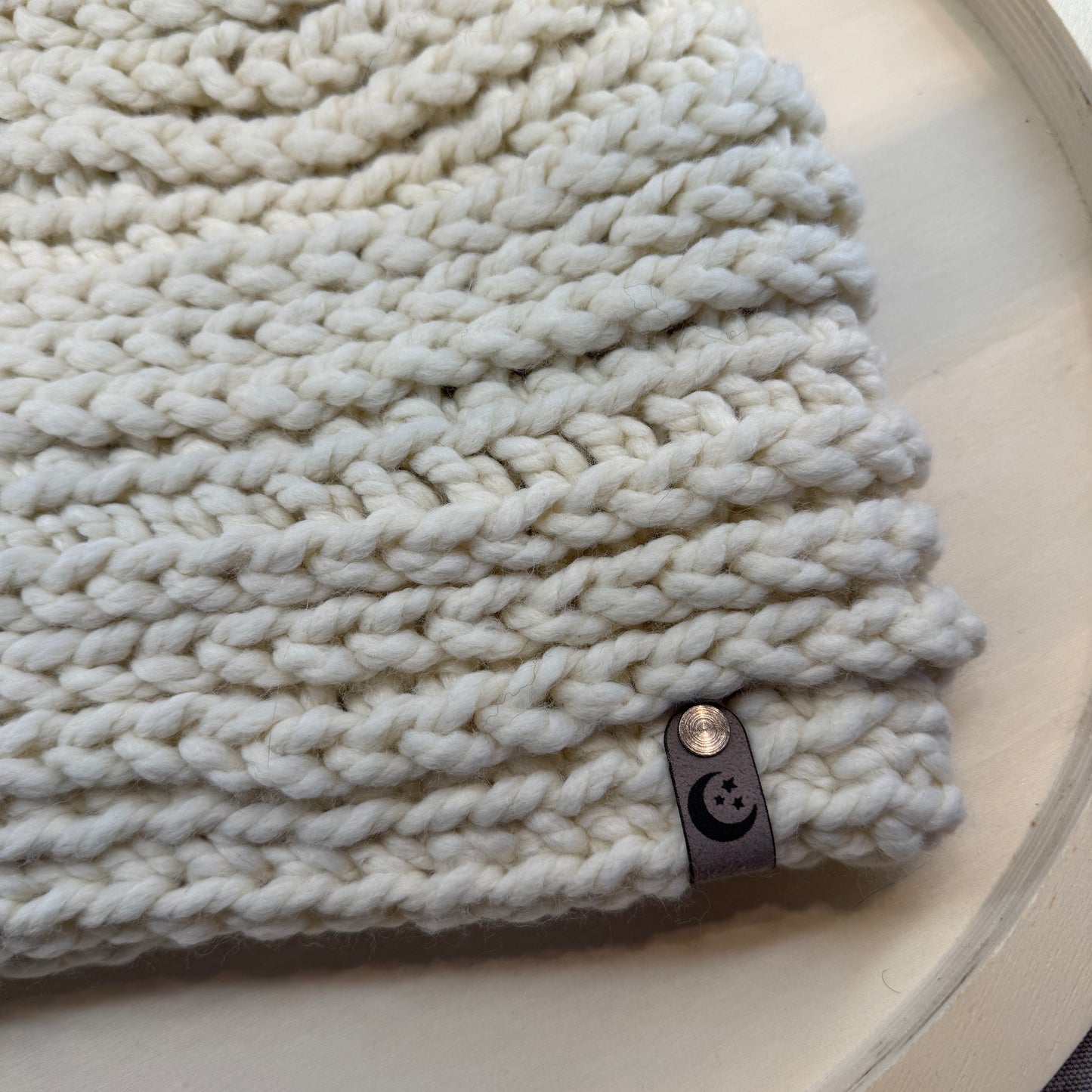 Handmade Winter Beanie | Wool Mix Yarn in the Color Fisherman | Daybreak Design