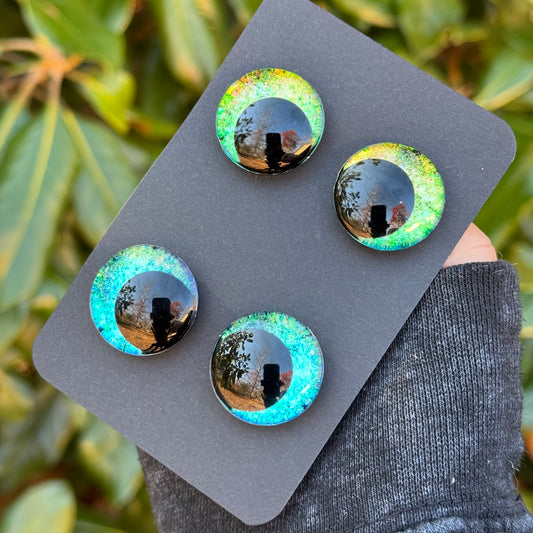 25 mm Hand Painted Kawaii Eyes | Riptide + Emerald | Set #1