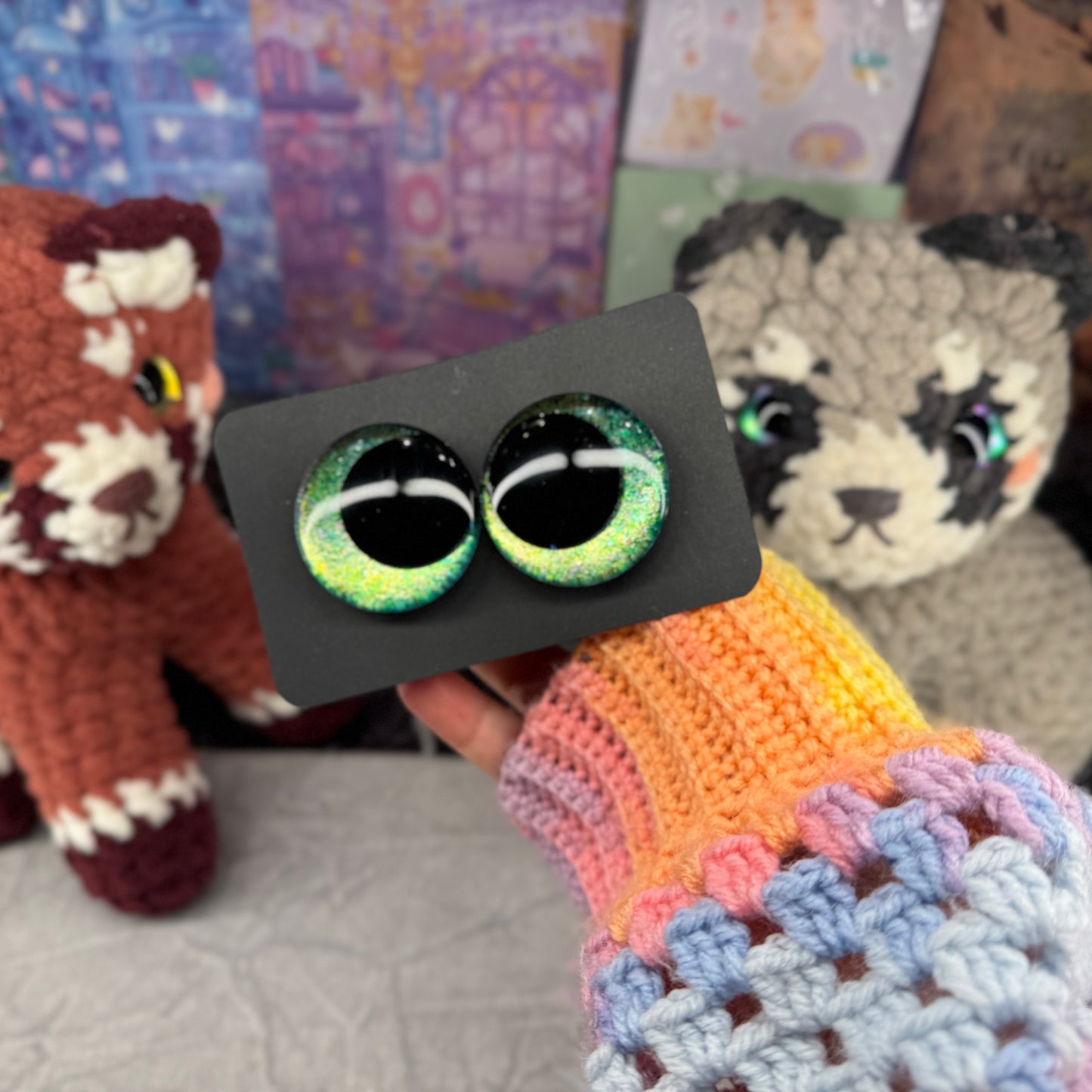 Hand Painted Kawaii Eyes | 40mm | Emerald