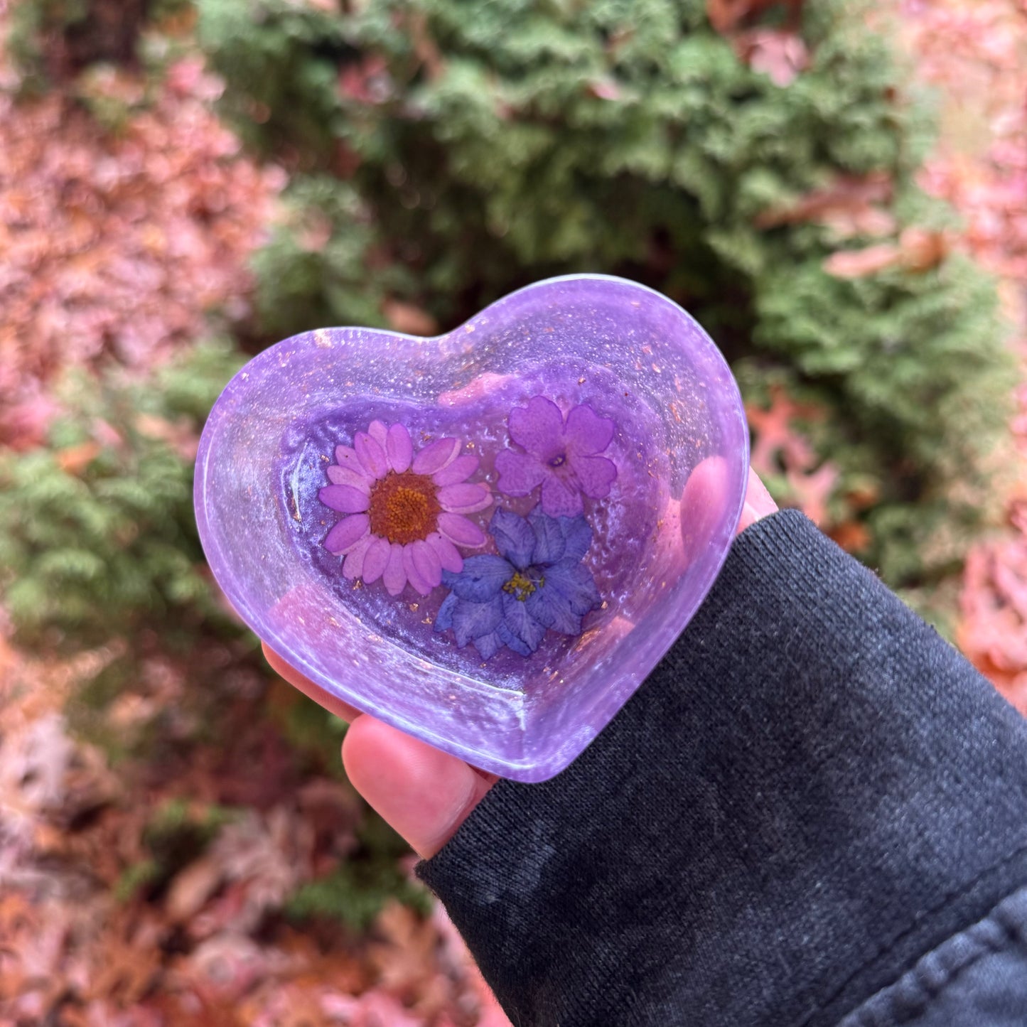 Lilac Flowers Heart Trinket Dish