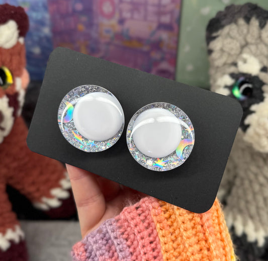 Hand Painted Kawaii Eyes | 35mm | Moon Beam with White Pupil