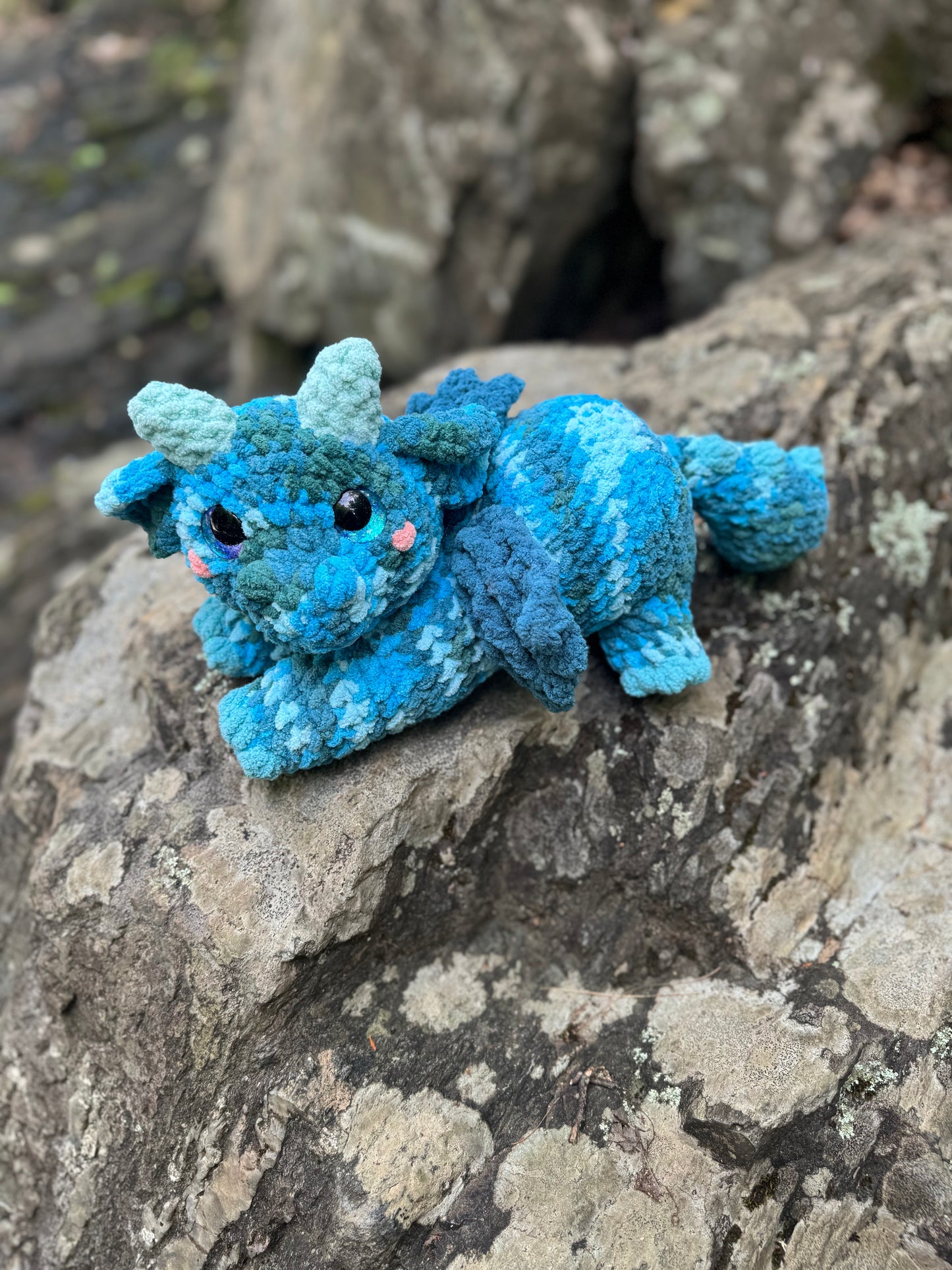 Dragon Crochet Plushie | Hand Painted Eyes | Storm
