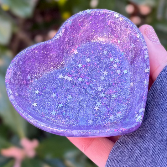 Lilac Sparkle Heart Trinket Dish