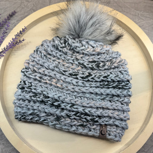 Handmade Winter Beanie | Wool Mix Yarn in the Arctic Ice 2 | Daybreak Design