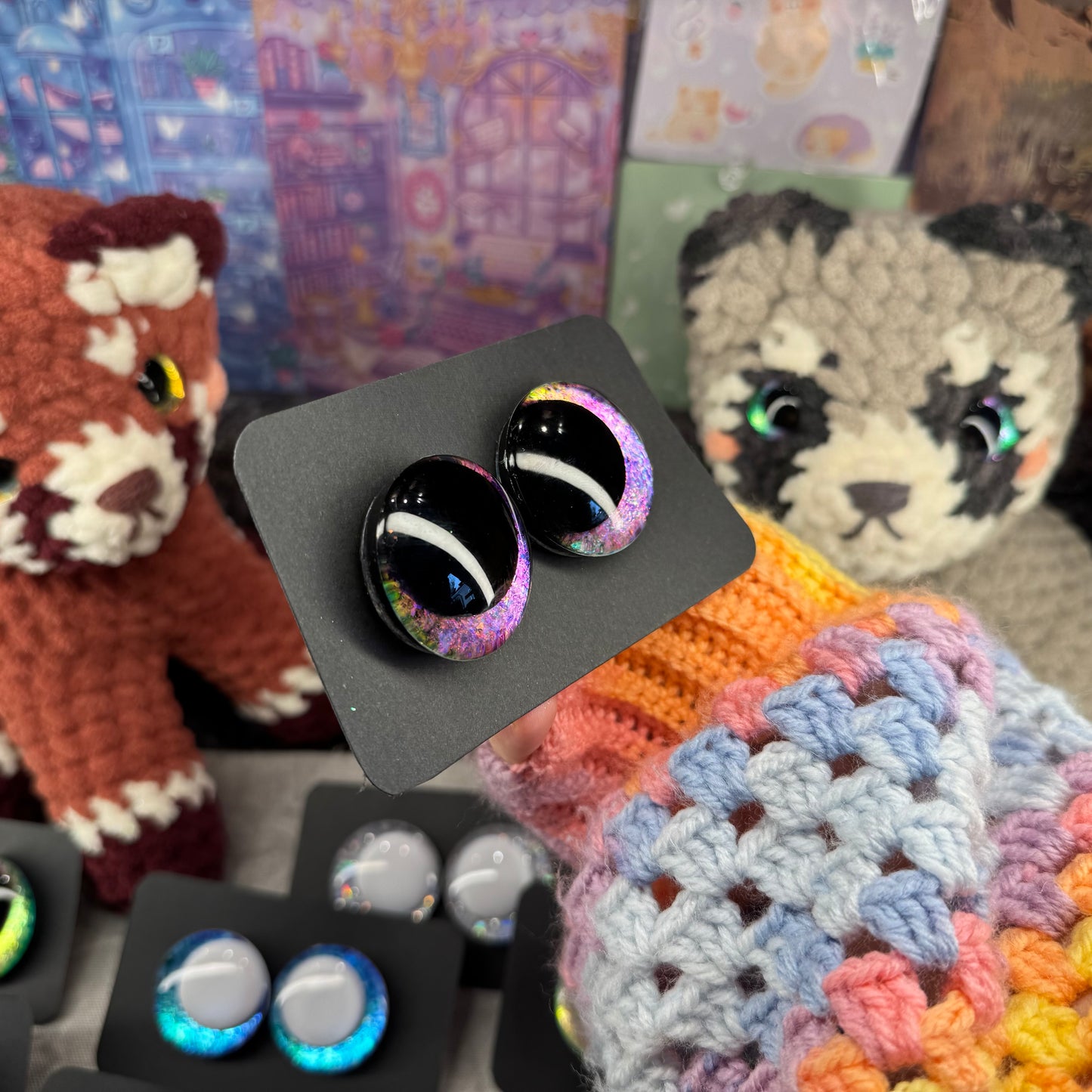 Hand Painted Kawaii Eyes | 35mm | Amethyst