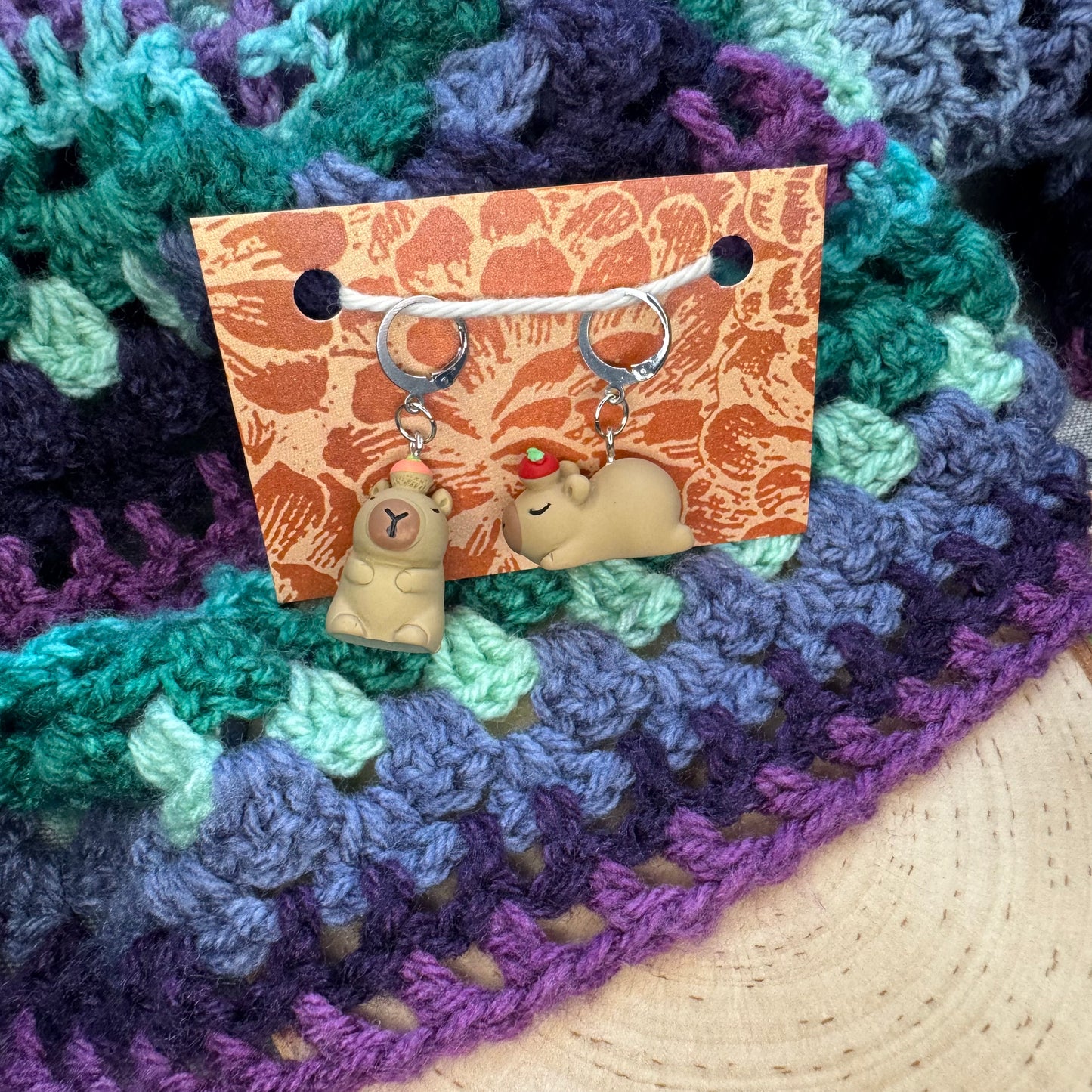 Fruit Capybara Stitch Markers | 2 pack