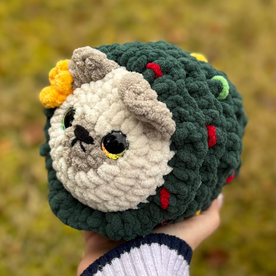 Christmas Tree Pug Crochet Plushie | Hand Painted Eyes