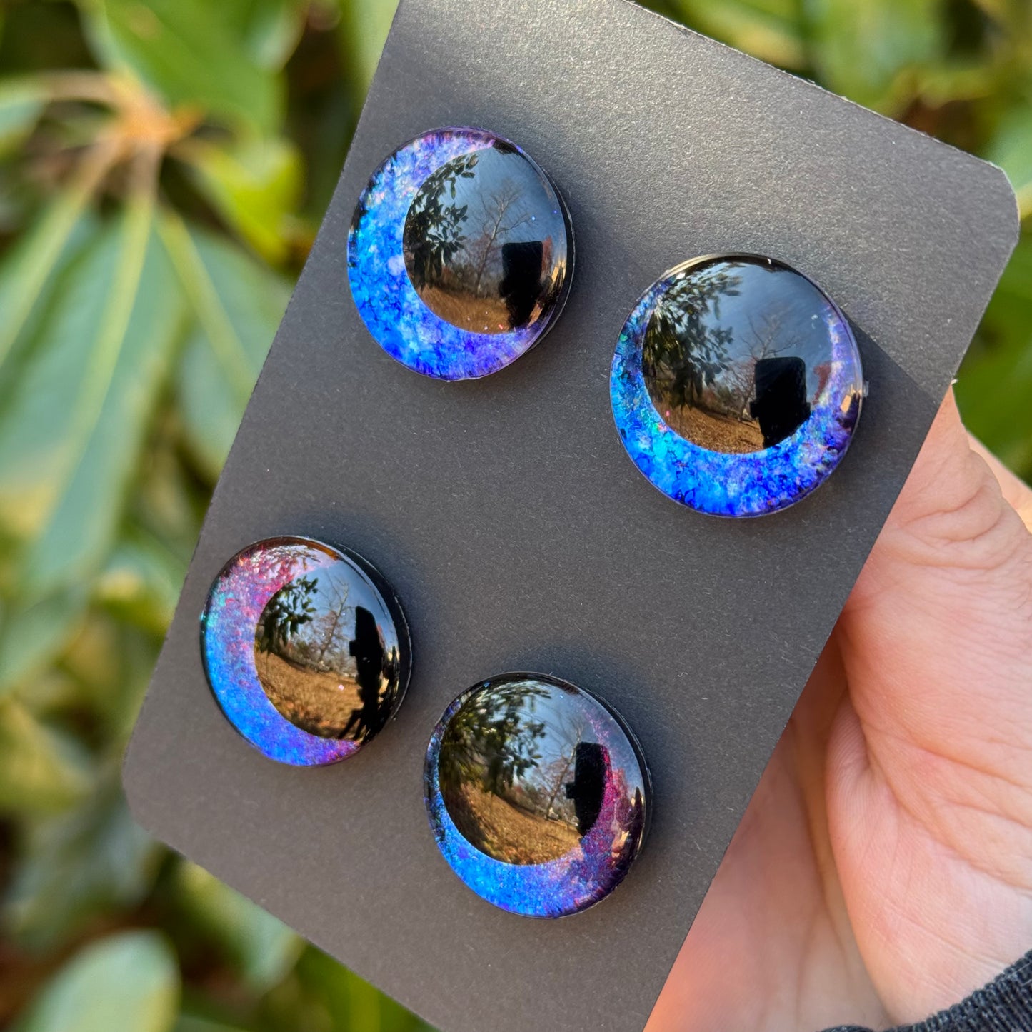 25 mm Hand Painted Kawaii Eyes | Lapis + Midnight | Set #13