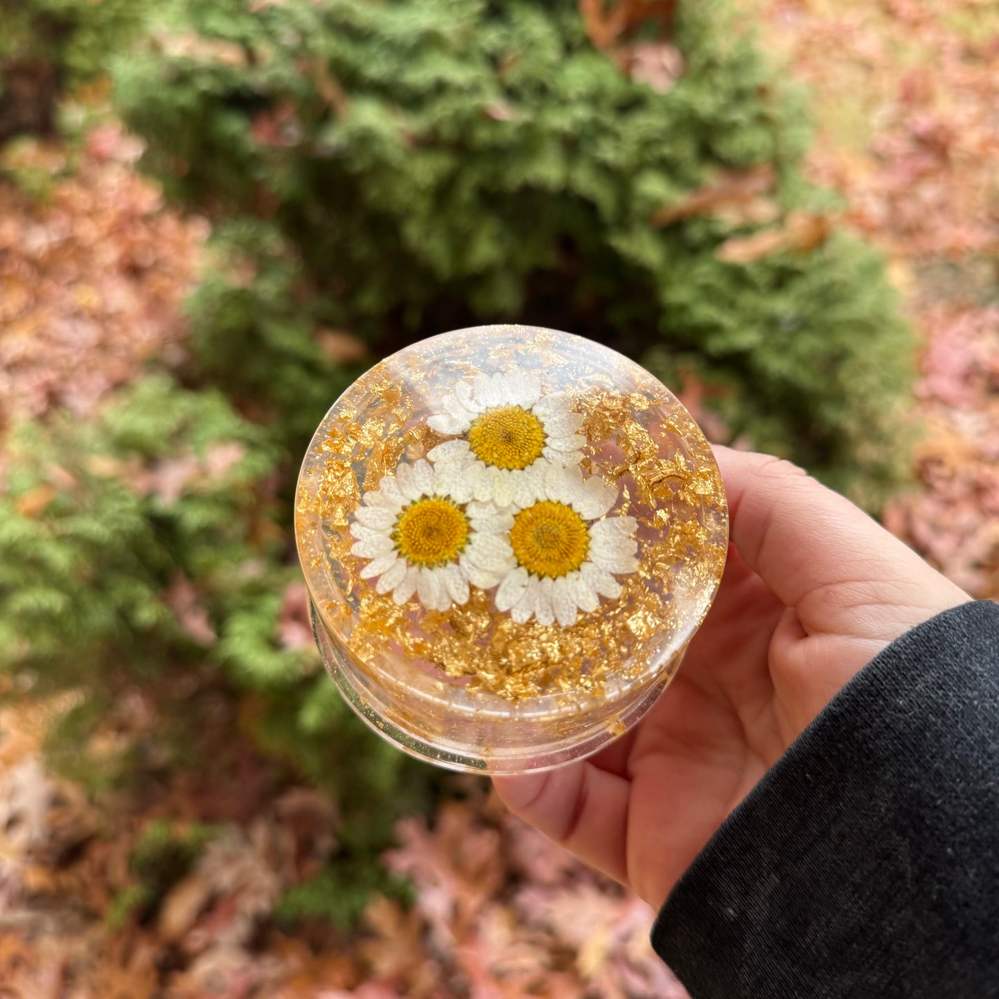 Golden Daisy Flower Trinket Box