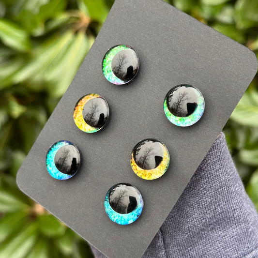 18 mm Hand Painted Kawaii Eyes | Clover, Canary, Riptide | Set #37