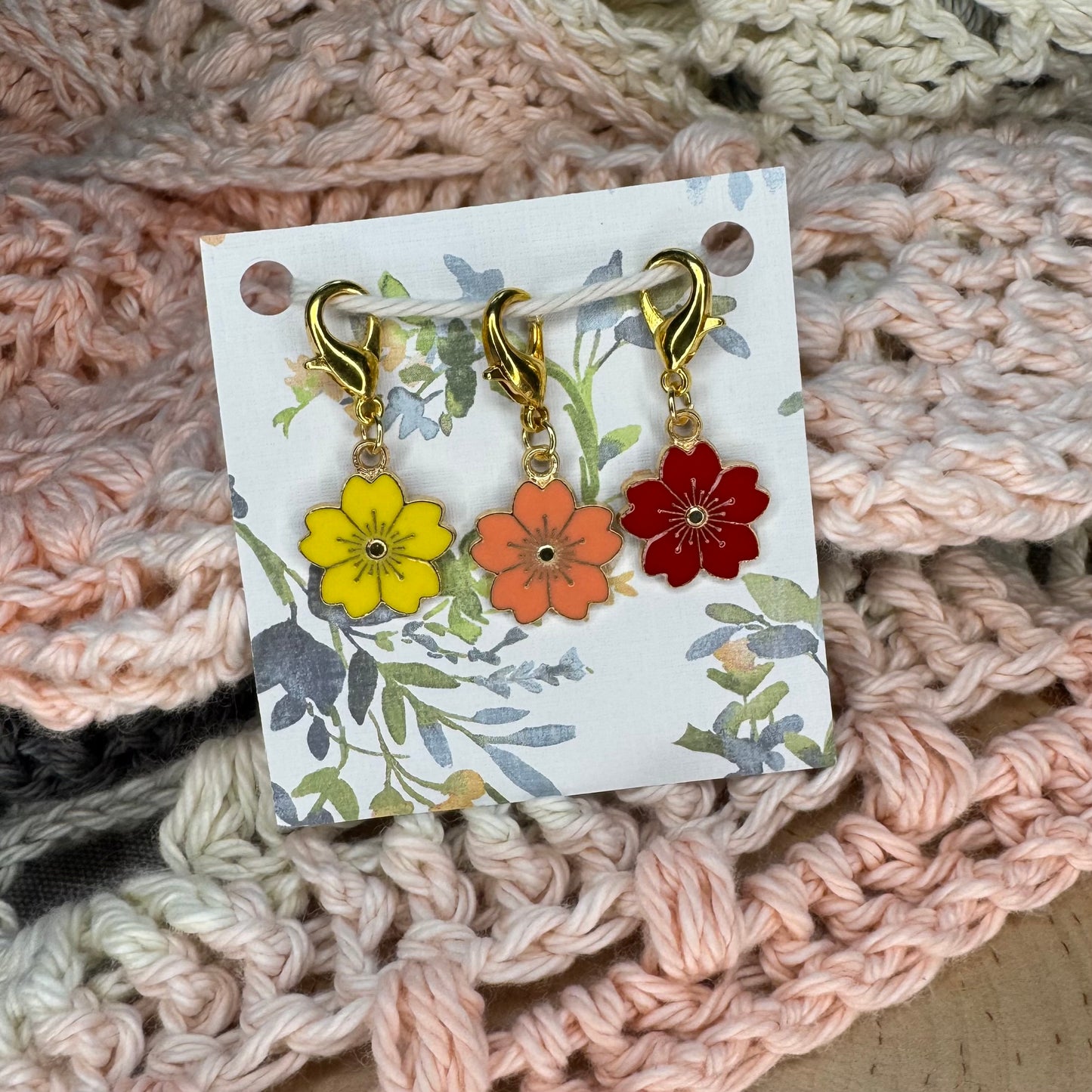 Autumn Blossoms Stitch Markers | 3 pack