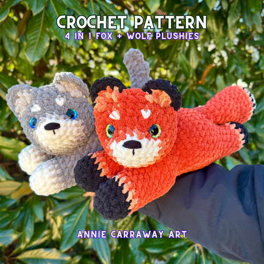 Fox + Wolf Plushie Crochet Pattern Bundle