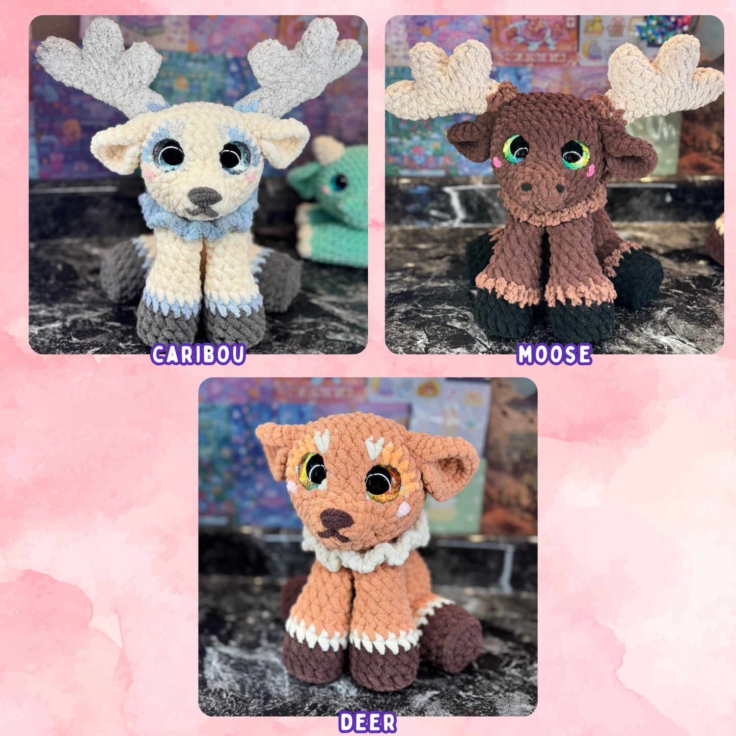 Sitting Moose, Deer, & Caribou Crochet Pattern | Digital Download