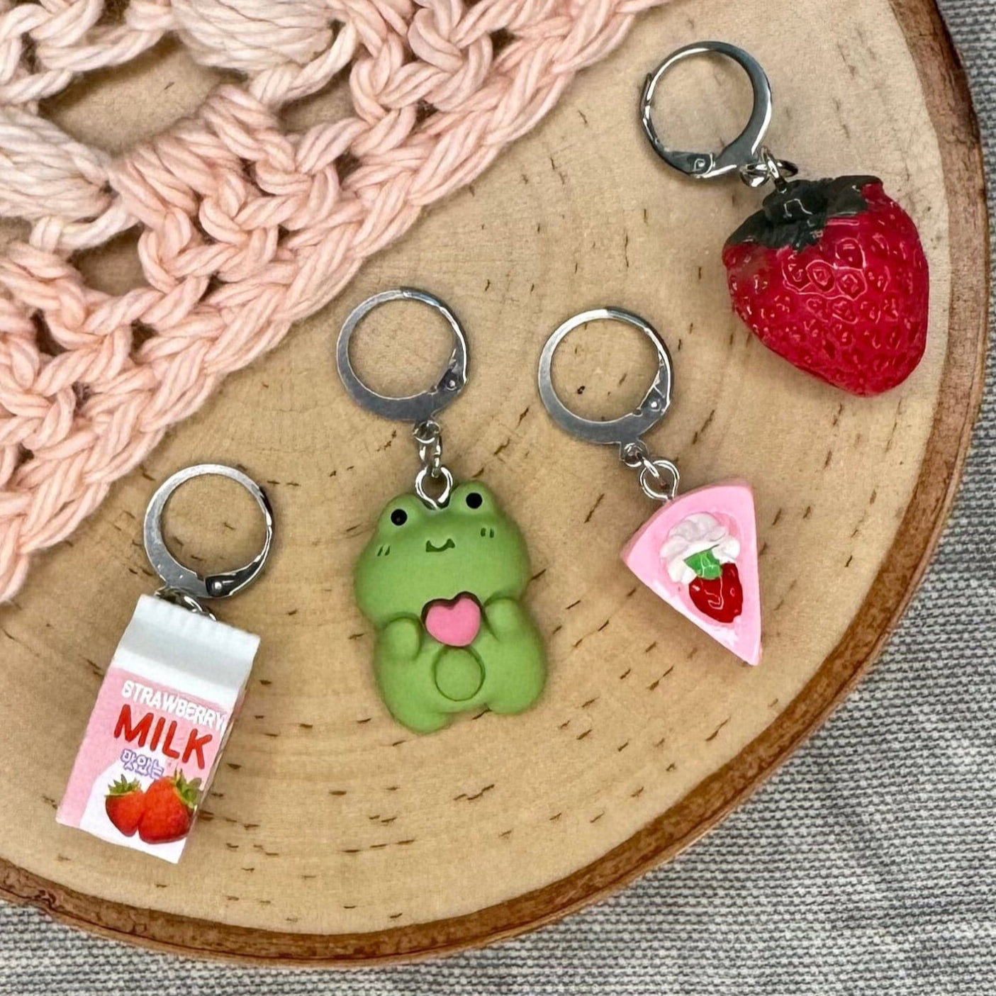 Strawberry Frog Stitch Markers | 4 pack